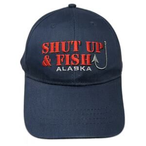 ACE USA Shut Up & Fish Alaska Blue One Size Baseball Cap Cotton Strapback Hat